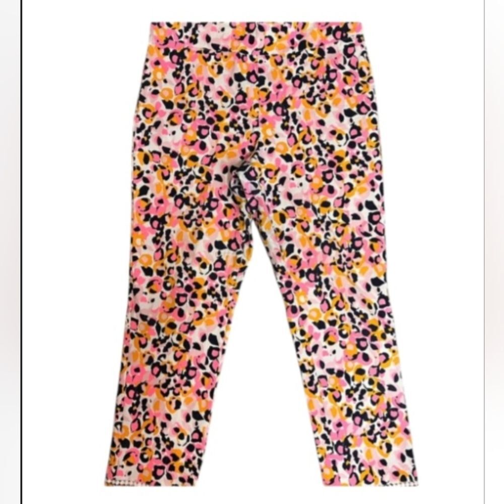 CROWN & IVY Pull on stretch Leopard Capri Pants - Pink, Orange, Black SZ 12